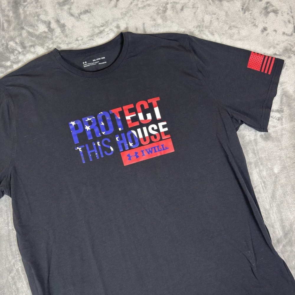 Under Armour Mens 2XL Black Protect This House Graphic Short Sleeve T-Shirt USA